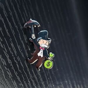Monopoly Man Inspired Enamel Lapel Pin - Classic Money Bag Design